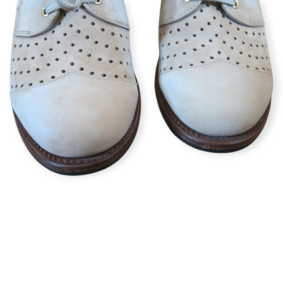 The Office of Angela Scott Mr. Muffin Cream Suede Leather Cutout Loafer US 10 - Picture 3 of 10